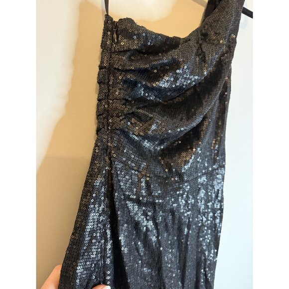 NWT AllSaints Cassis One Shoulder Black Sequin Mini Dress Sz US 0 $360 [jb] - Picture 10 of 11